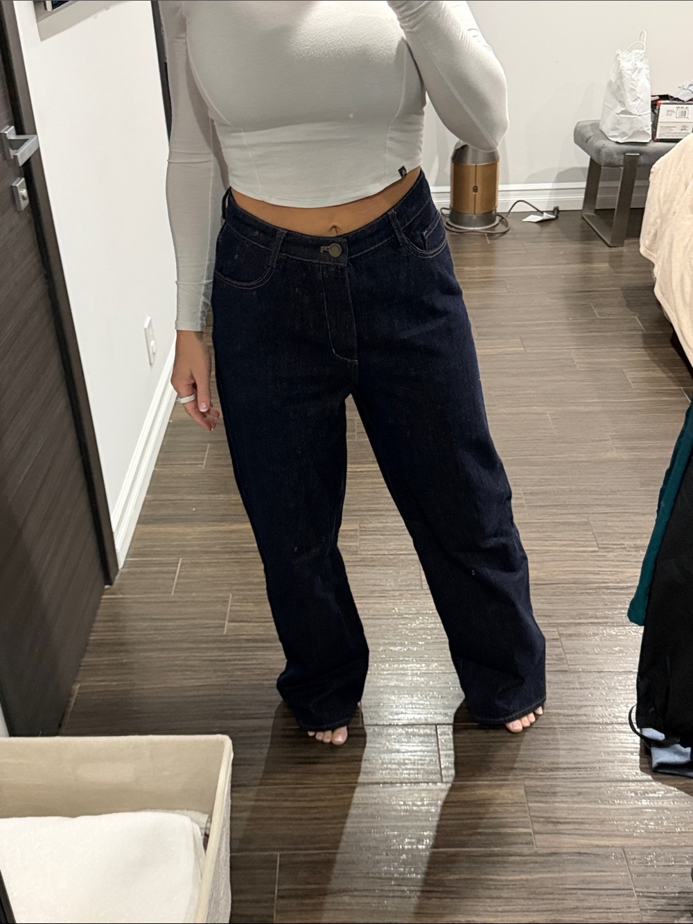JLUXLABEL Dark Indigo Wide-Leg High-Rise Jeans